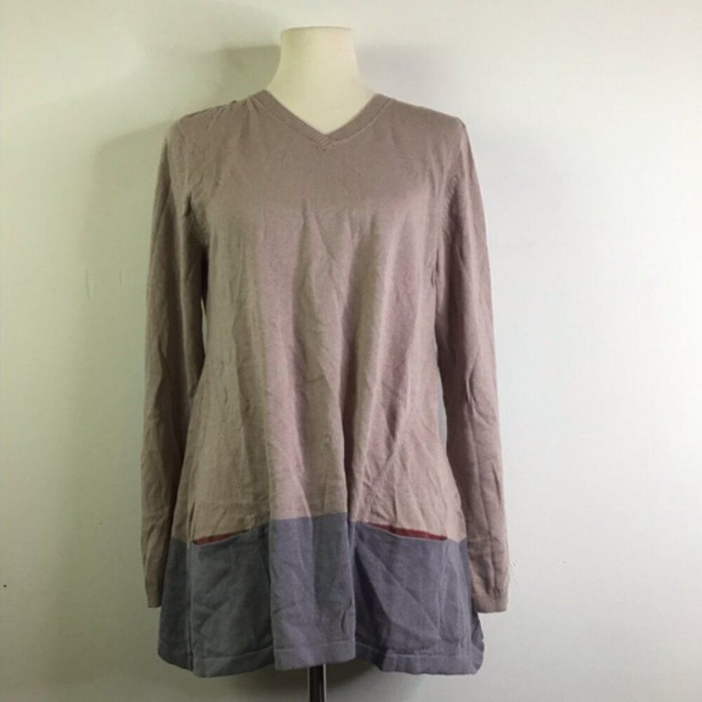 New LOGO by Lori Goldstein Cotton Cashmere V-neck Sweater | Size XS